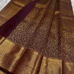 Splendiferous Wine Pure Zari Weaving Banarasi Silk Saree With Flamboyant Blouse Piece