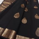 Forbearance Black Pure Zari Weaving Banarasi Silk Saree With Symmetrical Blouse Piece