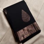Forbearance Black Pure Zari Weaving Banarasi Silk Saree With Symmetrical Blouse Piece
