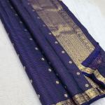 Snazzy Navy Blue Soft Silk Saree With Opulent Blouse Piece