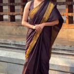 Evocative Brown Pure Zari Weaving Banarasi Silk Saree With Verdant Blouse Piece