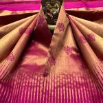 Prominent Dark Pink Pure Zari Weaving Banarasi Silk Saree With Palimpsest Blouse Piece