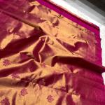 Prominent Dark Pink Pure Zari Weaving Banarasi Silk Saree With Palimpsest Blouse Piece