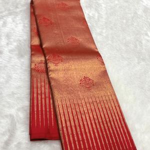 Luminous Red Pure Zari Weaving Banarasi Silk Saree With Snappy Blouse Piece