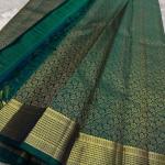 Sempiternal Rama Pure Zari Weaving Banarasi Silk Saree With Refreshing Blouse Piece