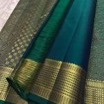 Sempiternal Rama Pure Zari Weaving Banarasi Silk Saree With Refreshing Blouse Piece
