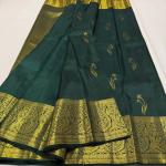 Sumptuous Dark Green Pure Zari Weaving Banarasi Silk Saree With Smashing Blouse Piece