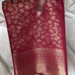 Pretty Wine Pure Zari Weaving Banarasi Silk Saree With Transcendent Blouse Piece
