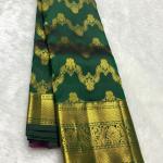 Fantabulous Dark Green Pure Zari Weaving Banarasi Silk Saree With Inspiring Blouse Piece