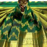Fantabulous Dark Green Pure Zari Weaving Banarasi Silk Saree With Inspiring Blouse Piece