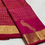 Stylish Dark Pink Pure Zari Weaving Banarasi Silk Saree With Lovely Blouse Piece