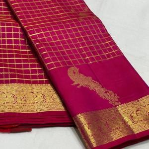Stylish Dark Pink Pure Zari Weaving Banarasi Silk Saree With Lovely Blouse Piece