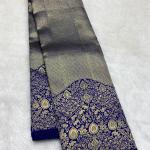 Desultory Royal Blue Pure Zari Weaving Banarasi Silk Saree With Fancifull Blouse Piece