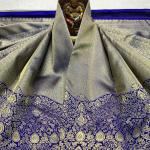 Desultory Royal Blue Pure Zari Weaving Banarasi Silk Saree With Fancifull Blouse Piece