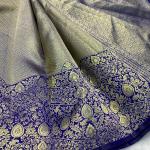 Desultory Royal Blue Pure Zari Weaving Banarasi Silk Saree With Fancifull Blouse Piece
