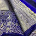 Desultory Royal Blue Pure Zari Weaving Banarasi Silk Saree With Fancifull Blouse Piece