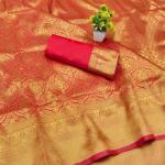 Felicitous Red Pure Zari Weaving Banarasi Silk Saree With Pulsating Blouse Piece