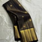 Prettiest Black Pure Zari Weaving Banarasi Silk Saree With Verdant Blouse Piece
