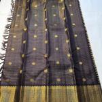 Prettiest Black Pure Zari Weaving Banarasi Silk Saree With Verdant Blouse Piece