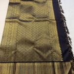 Prettiest Black Pure Zari Weaving Banarasi Silk Saree With Verdant Blouse Piece