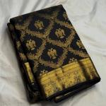 Sophisticated Black Pure Zari Weaving Banarasi Silk Saree With Preferable Blouse Piece