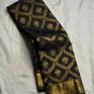 Sophisticated Black Pure Zari Weaving Banarasi Silk Saree With Preferable Blouse Piece
