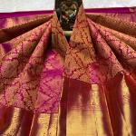 Scrupulous Dark Pink Pure Zari Weaving Banarasi Silk Saree With Imaginative Blouse Piece
