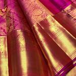 Scrupulous Dark Pink Pure Zari Weaving Banarasi Silk Saree With Imaginative Blouse Piece