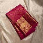 Elision Dark Pink Pure Zari Weaving Banarasi Silk Saree With Lovely Blouse Piece