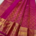Elision Dark Pink Pure Zari Weaving Banarasi Silk Saree With Lovely Blouse Piece
