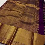 Deserving Purple Pure Zari Weaving Banarasi Silk Saree With Palimpsest Blouse Piece