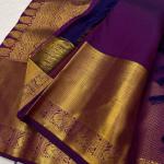 Deserving Purple Pure Zari Weaving Banarasi Silk Saree With Palimpsest Blouse Piece