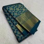 Murmurous Rama Pure Zari Weaving Banarasi Silk Saree With Piquant Blouse Piece