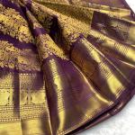 Fragrant Purple Pure Zari Weaving Banarasi Silk Saree With Mesmeric Blouse Piece