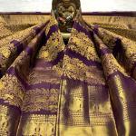 Fragrant Purple Pure Zari Weaving Banarasi Silk Saree With Mesmeric Blouse Piece