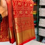 Embrocation Red Pure Banarasi Silk Saree With Smart Blouse Piece