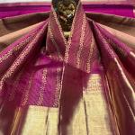 Trendy Purple Pure Banarasi Silk Saree With Lagniappe Blouse Piece