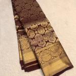 Scintilla Brown Pure Banarasi Silk Saree With Magnetic Blouse Piece