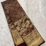 Scintilla Brown Pure Banarasi Silk Saree With Magnetic Blouse Piece