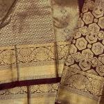Scintilla Brown Pure Banarasi Silk Saree With Magnetic Blouse Piece