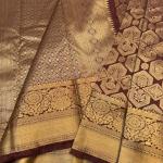 Scintilla Brown Pure Banarasi Silk Saree With Magnetic Blouse Piece