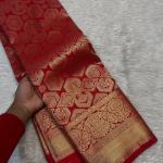 Opulent Red Pure Banarasi Silk Saree With Prettiest Blouse Piece