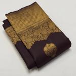 Skinny Brown Pure Banarasi Silk Saree With Bewitching Blouse Piece