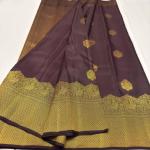 Skinny Brown Pure Banarasi Silk Saree With Bewitching Blouse Piece