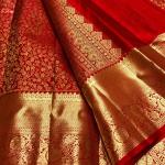 Divine Red Pure Banarasi Silk Saree With Petrichor Blouse Piece