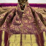 Rhapsodic Purple Pure Banarasi Silk Saree With Extraordinary Blouse Piece