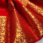 Seraglio Red Pure Banarasi Silk Saree With Exemplary Blouse Piece