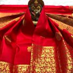 Seraglio Red Pure Banarasi Silk Saree With Exemplary Blouse Piece