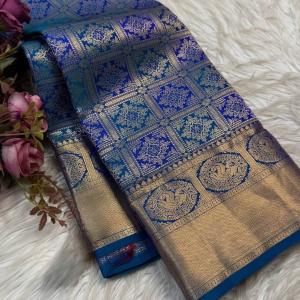 Prettiest Blue Soft Banarasi Silk Saree With Twirling Blouse Piece