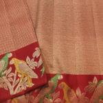 Surpassing Red Pure Zari Weaving Banarasi Silk Saree With Efflorescence Blouse Piece